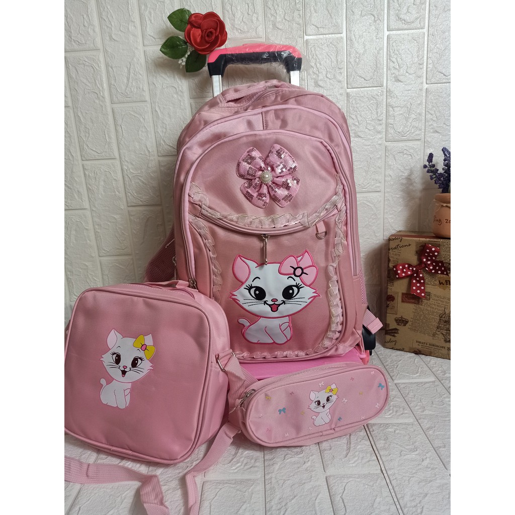 Balo Kéo Hello Kitty Siêu Xinh, Balo Cho Bé Đi Học, Màu Hồng