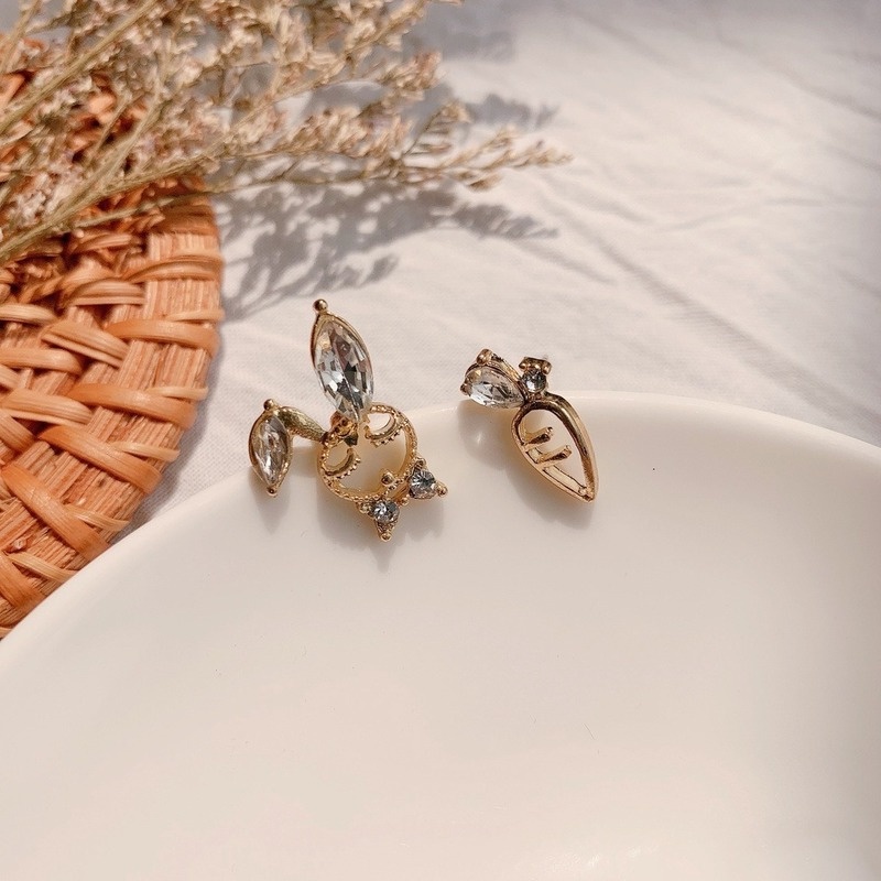 Bông Tai Bạc Hình Thỏ Và Cà Rốt Đơn Giản Dễ Thương Quyến Rũ Thời Trang Hàn Quốc