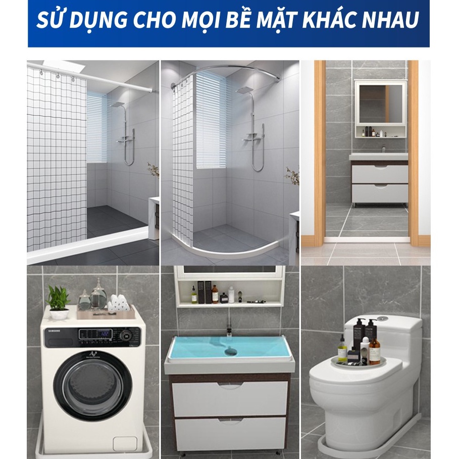 Dải Silicon Chặn Nước Chặn Cửa Dùng Cho Nhà Tắm, Miếng Chặn Cửa Nhà Vệ Sinh Chỗ Rửa Tay Máy Giặt Bồn Rửa Chén