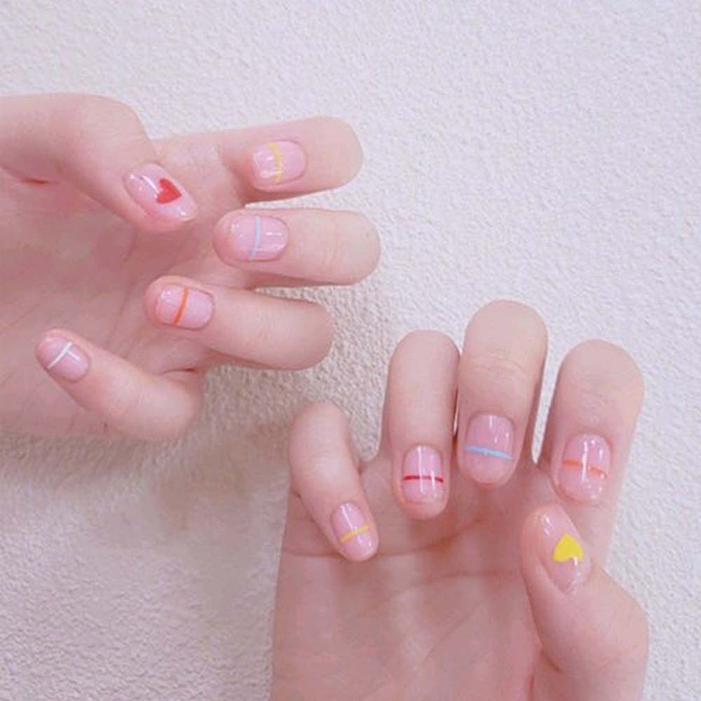 [Hàng mới về] Tờ miếng dán trang trí móng tay nghệ thuật hình trái tim 3D nhiều màu sắc phong cách Nhật Bản thời trang