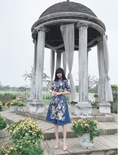 Set áo dài cách tân cổ tàu