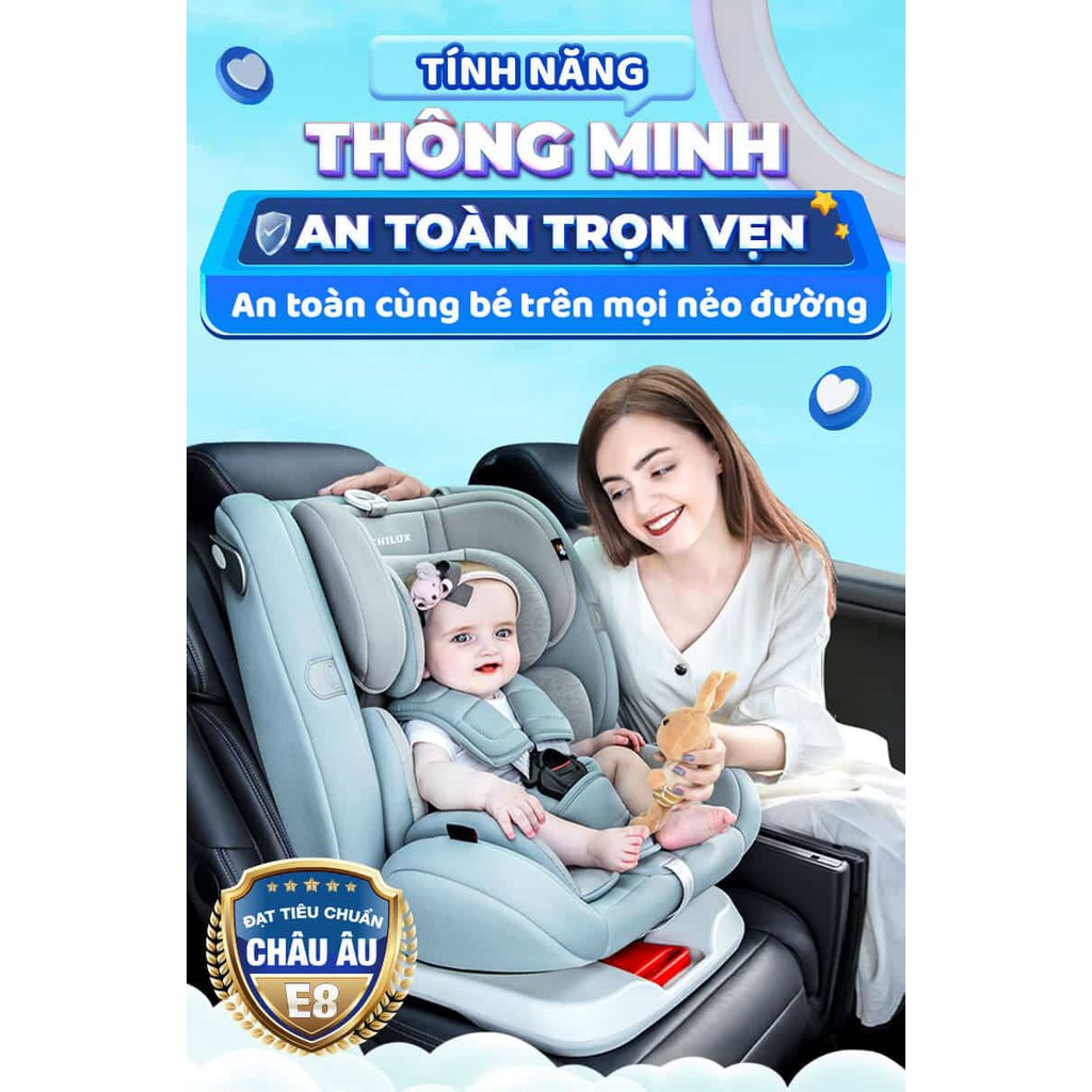 GHẾ NGỒI Ô TÔ CHO TRẺ EM CHILUX ROY XOAY 360 ĐỘ MÀU HỒNG (DÙNG 0 - 12 TUỔI)