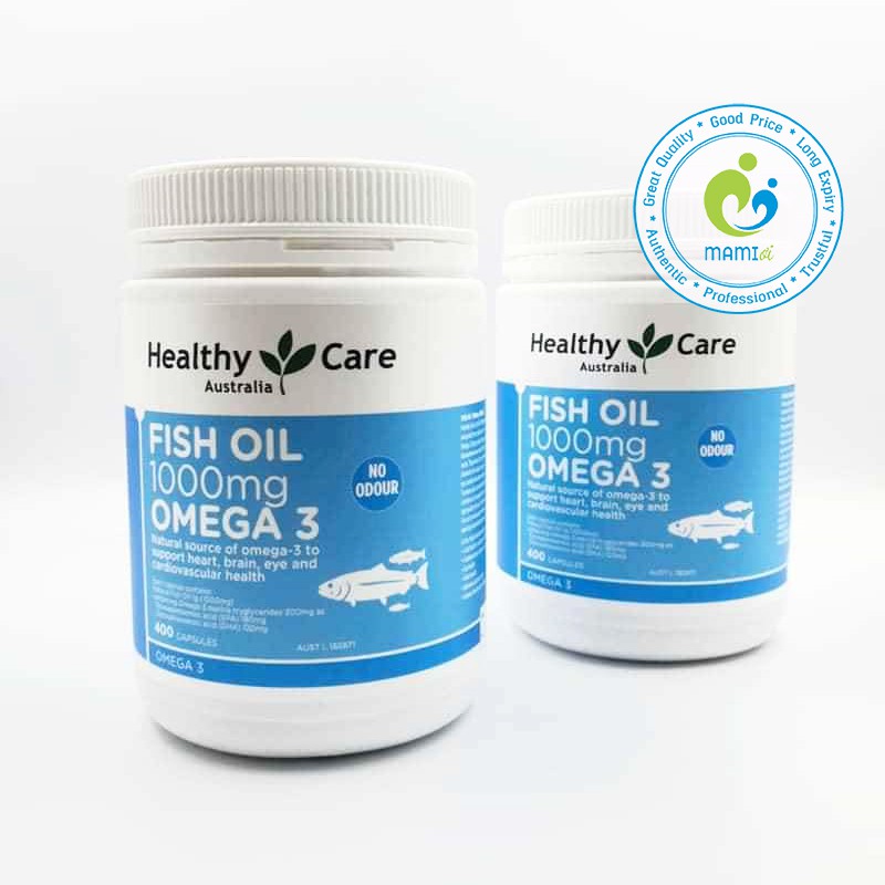 Viên dầu cá (400v) bổ sung DHA, tốt cho xương khớp cho người từ 6 tuổi trở lên Healthy Care Fish Oil Omega-3 1000mg, Úc