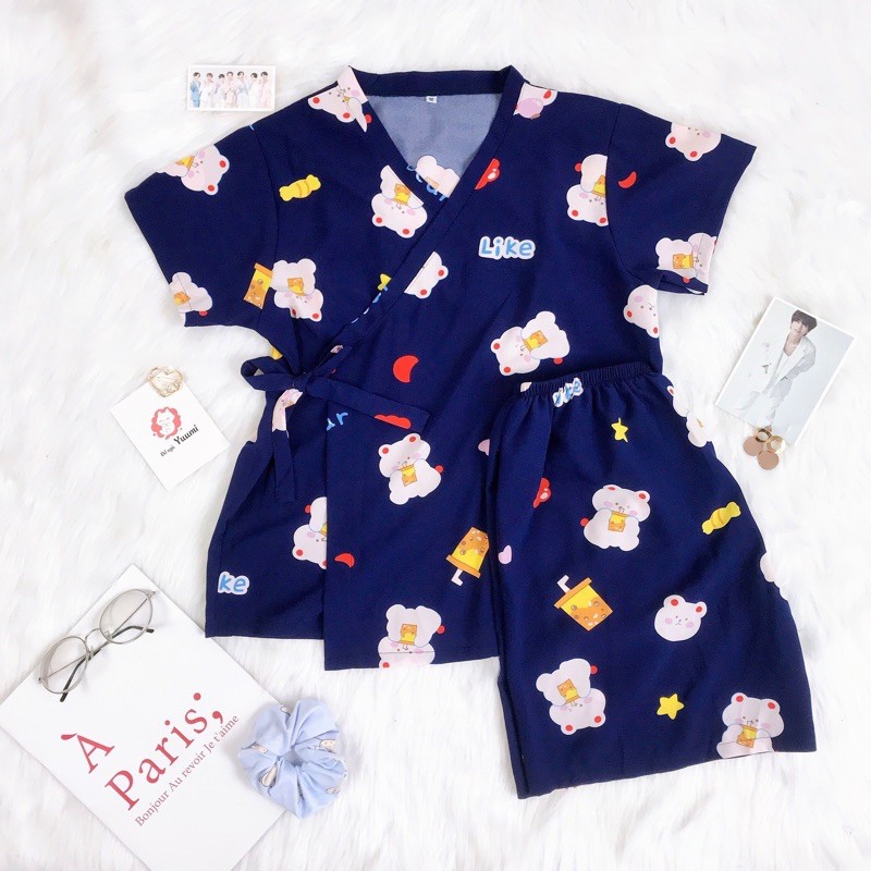 Bộ ngủ lụa cộc tay nữ mềm mát bộ mặc nhà họa tiết dễ thương [BC16 | BigBuy360 - bigbuy360.vn