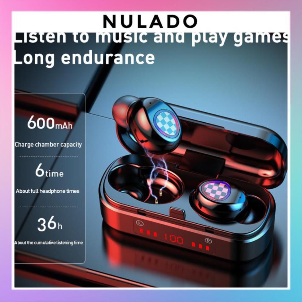 Tai Nghe Bluetooth TWS 5.0 Truewireless 9D màn hình led tích hợp Micro kháng nước tặng kèm hộp sạc mã M8 NULADO