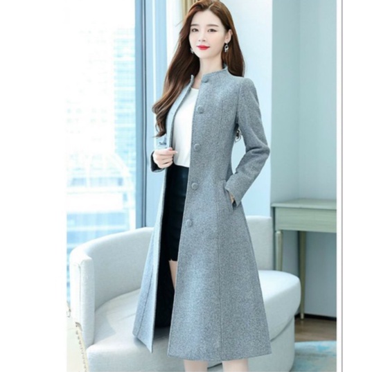 Áo Dạ Nữ Dáng Dài - Áo Khoác Cổ Đứng Dáng Xoè Cao Cấp Quảng Châu Siêu Ấm Sang Trọng