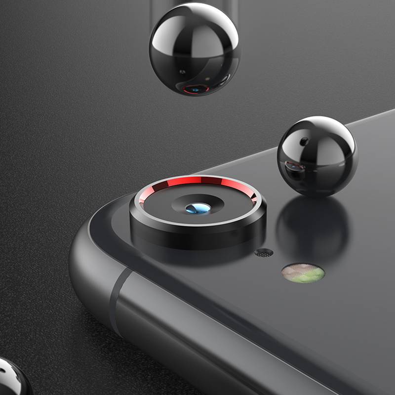 Kính cường lực ống kính camera 6D có vòng bảo vệ kim loại màu đen/bạc/vàng kim cho iPhone XR