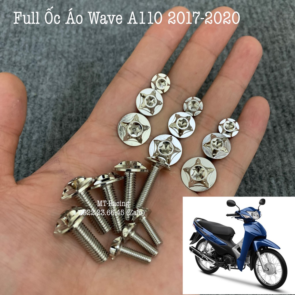 Full Ốc Áo Salaya Cho Wave A110 2017-2020 Chuẩn Inox 304 Không Gỉ Sét Siêu Sáng