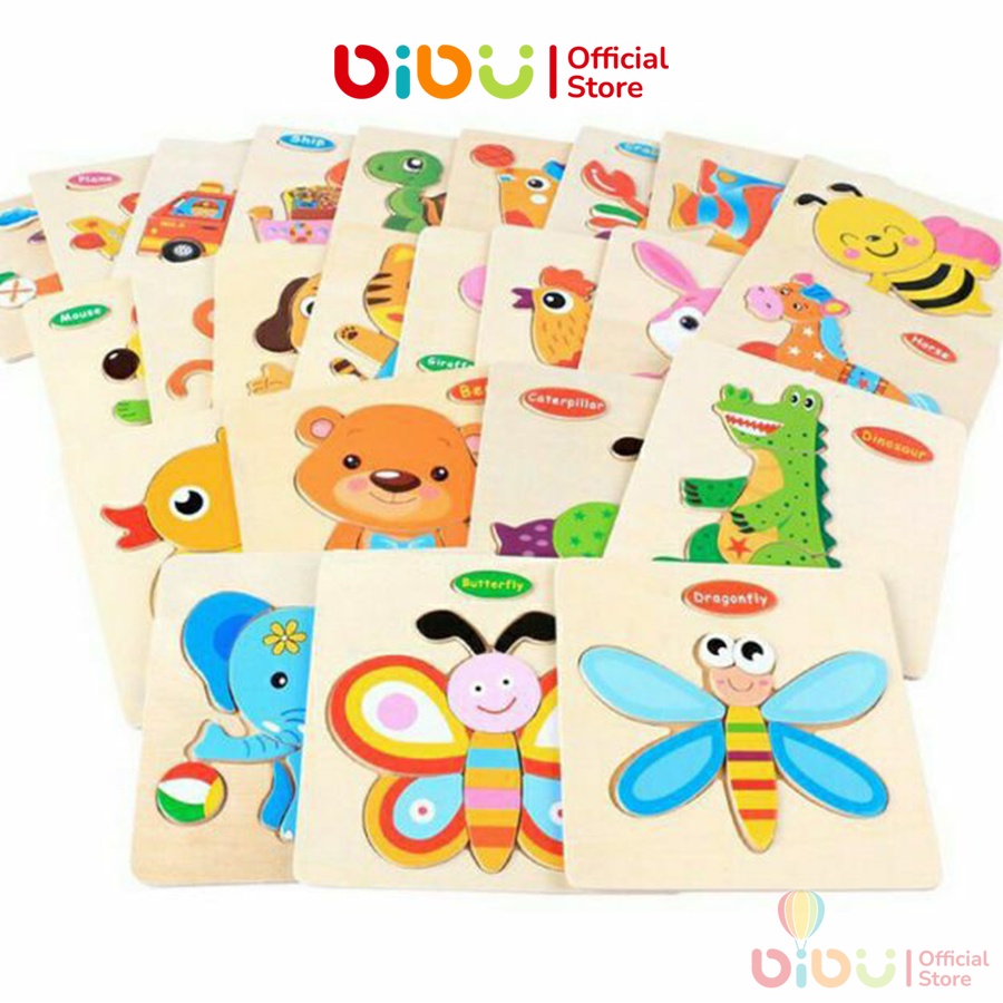 Xả hàng giá rẻ bộ tranh ghép hình 3d bằng gỗ nhiều hình dạng màu sắc bibu.vn