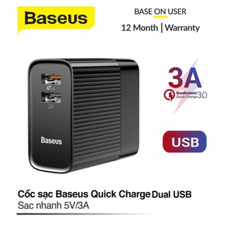 Củ Sạc Nhanh 2 cổng xoay 180 độ quick Charge 3A /2.4A - Bảo hành 12 tháng