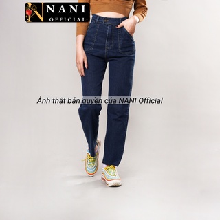 Quần Jean Nữ Ống Đứng NANI Quần Bò Ống Đứng Túi Trước Jeans Baggy Nữ Lưng Cạp Cao Suông Rộng Hack Dáng [ảnh Thật]