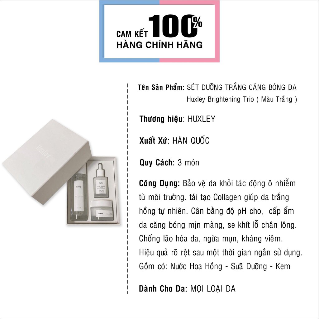 Bộ Dưỡng Da Cao Cấp 3 Món Huxley Màu Xanh Cho Da Dầu Mụn hàn quốc VH283