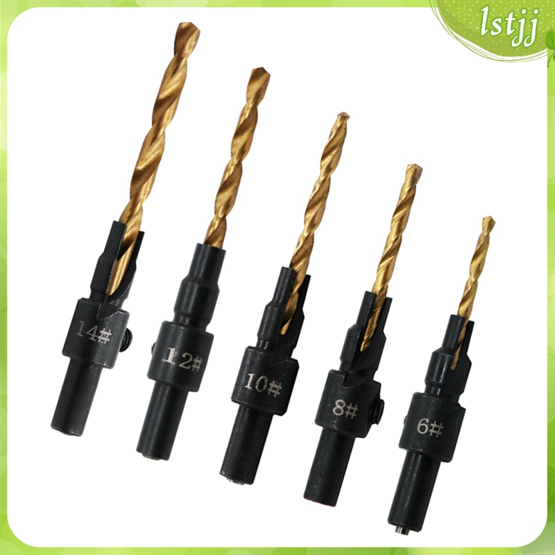 5Pcs Countersink Drill Bit Set with Hex Shank Sets Carpentry Tools