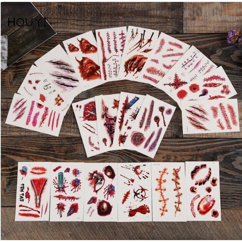 1 Miếng Dán Hình Xăm Giả Vết Sẹo Kinh Dị Trang Trí Tiệc Halloween