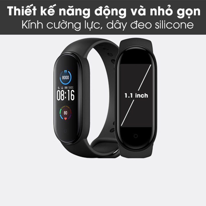 [HÀNG CAO CẤP] Vòng tay theo dõi sức khoẻ kiêm đồng hồ thông minh M5,pin trâu, đo hiệu năng chạy bộ, bảo hành 6 tháng