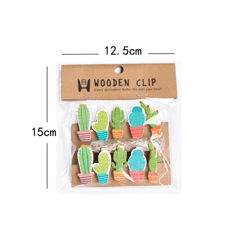 (Sẵn) Kẹp ảnh Xương rồng tặng kèm dây