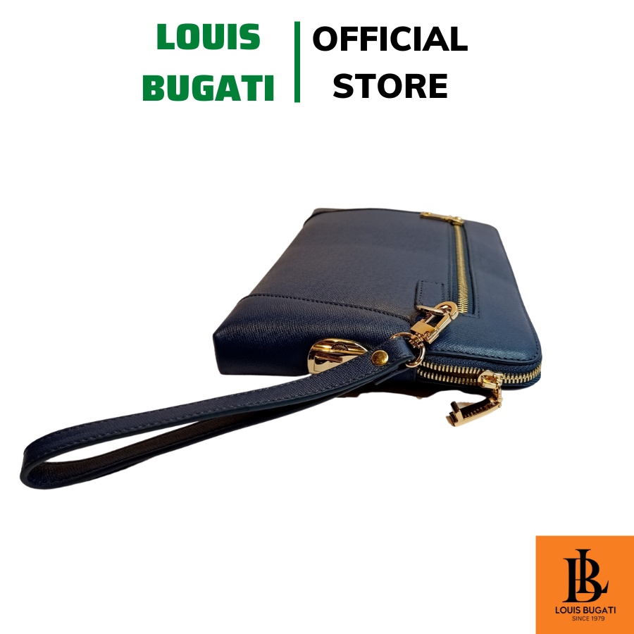 Ví Clutch nam cầm tay hàng hiệu LOUIS BUGATI mẫu ví dài da bò cao cấp LBCM01 xanh