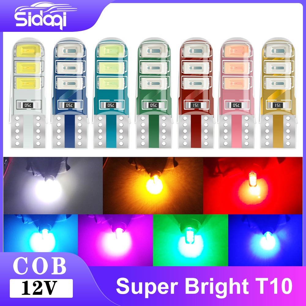 1 mảnh Bóng đèn LED silicone T10 W5W COB cho xe hơi Bóng LED T10 đèn xi nhan Trắng / Xanh Dương / Hồng