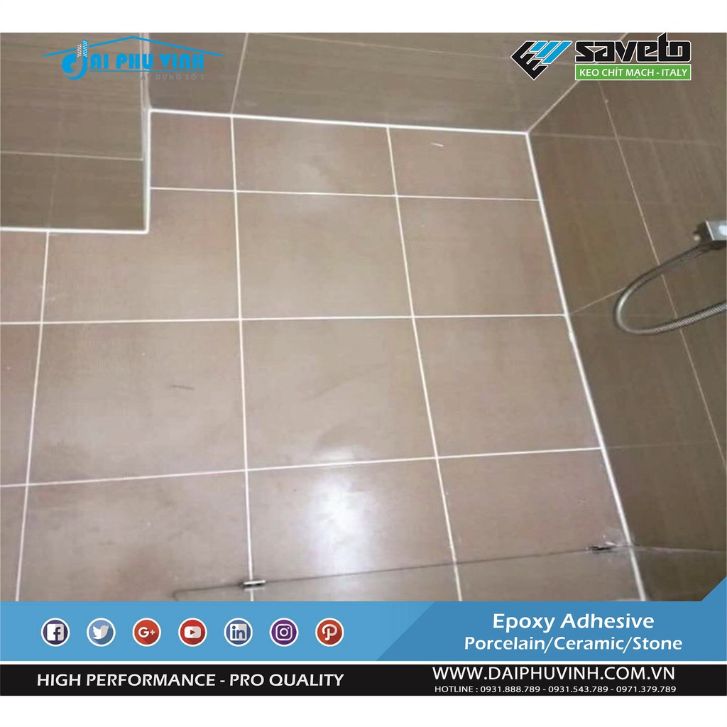 Combo Bộ dụng cụ keo chà ron Saveto + 2 Tuýp keo cho diện tích 25m2