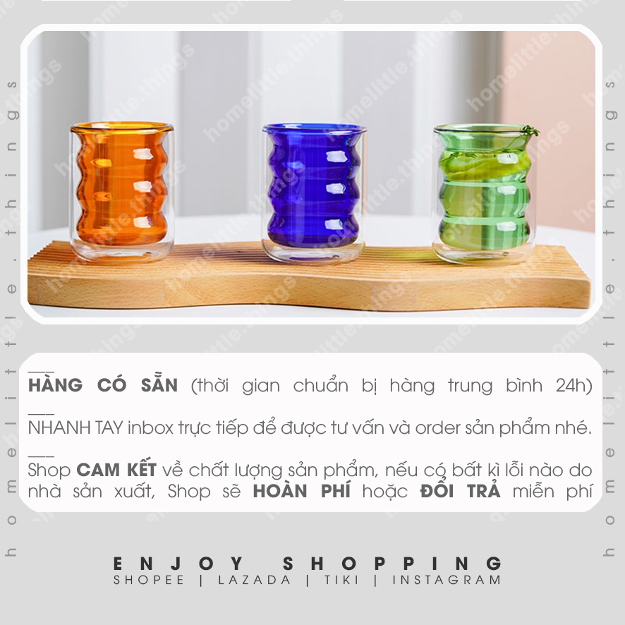 Ly thủy tinh MÀU, 2 lớp cách nhiệt