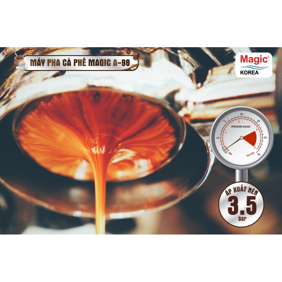 Máy pha cà phê MAGIC KOREA A98 công suất 800w Hàn Quốc bảo hành 12 tháng