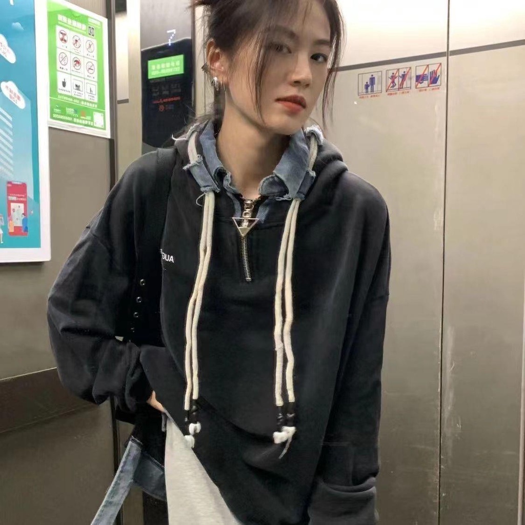 Áo Khoác Mùa Thu Cao Cấp [Hai Lớp] Áo Hoodie Dáng Rộng Phong Cách BF Harajuku Siêu Hot Cho Nữ
