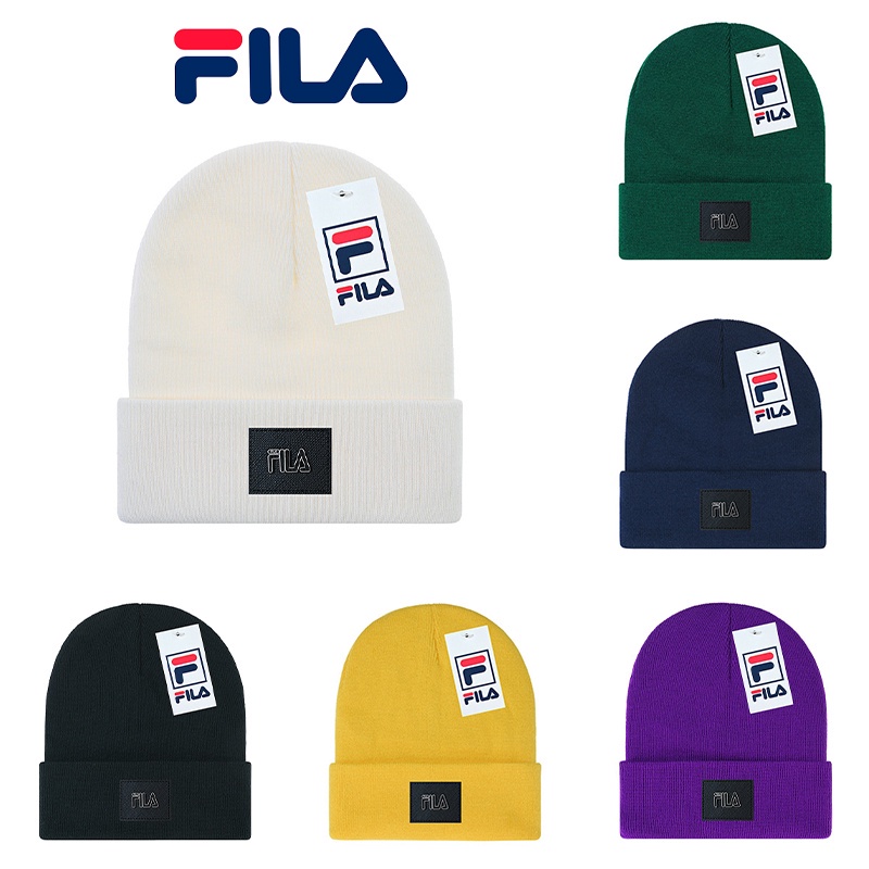 FILA Mũ beanie dệt kim giữ ấm thêu họa tiết phong cách thể thao thời trang mùa đông cho nam và nữ