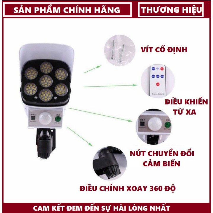 Đèn năng lượng mặt trời giả camera chống trộm - Đèn led chống nước, có điều khiển cảm biến, tiết kiệm điện