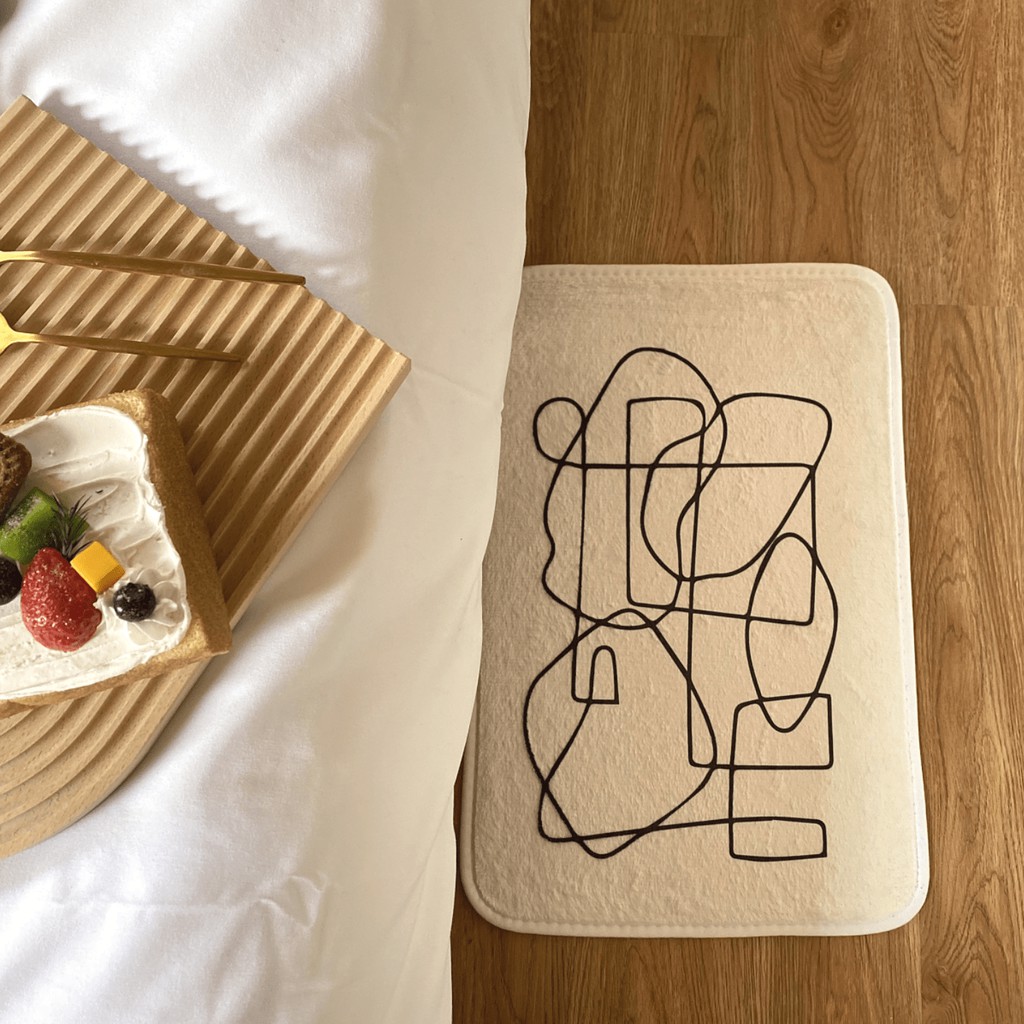 Thảm chùi chân bông mềm trừu tượng pastel Hàn Quốc - Décor nhà Sò