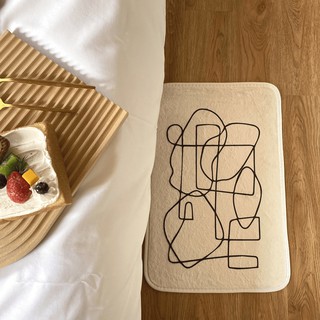 Thảm chùi chân bông mềm trừu tượng pastel Hàn Quốc - Décor nhà Sò