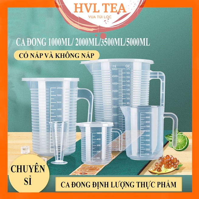 Cốc Đong, Ca Đong Định Lượng Có Nắp Đậy Pha Chế Bằng Nhựa Chia Vạch - HVL TEA