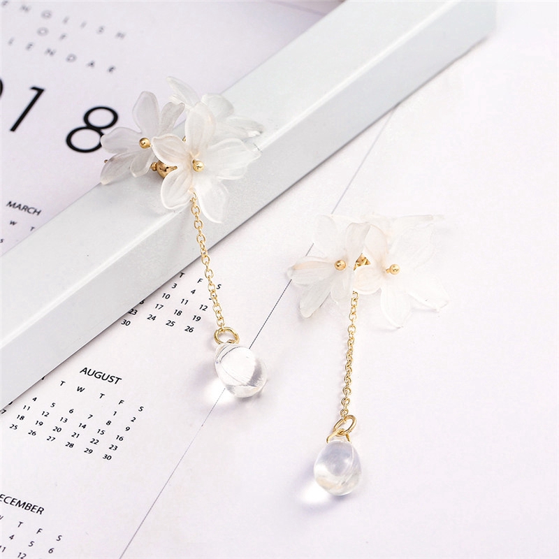 Khuyên tai dáng dài gắn hoa phong cách Hàn Quốc thanh lịch dành cho nữ