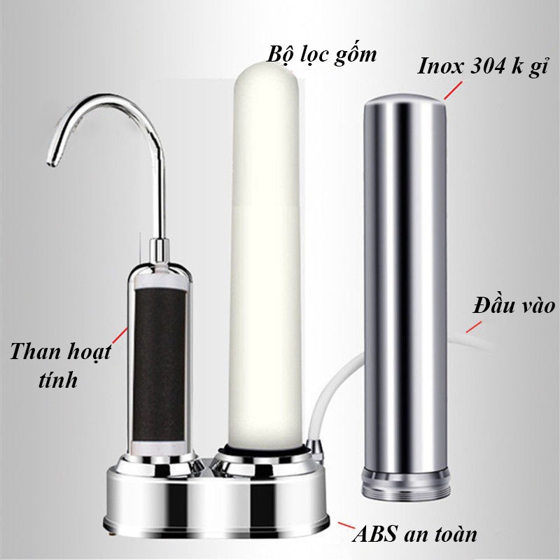 Máy Lọc Nước Tại Vòi  Water Purifier - Bộ Lọc Nước Tại Vòi Cho Gia Đinh, Văn Phòng Tự Động Vỏ Inox 304 TB118