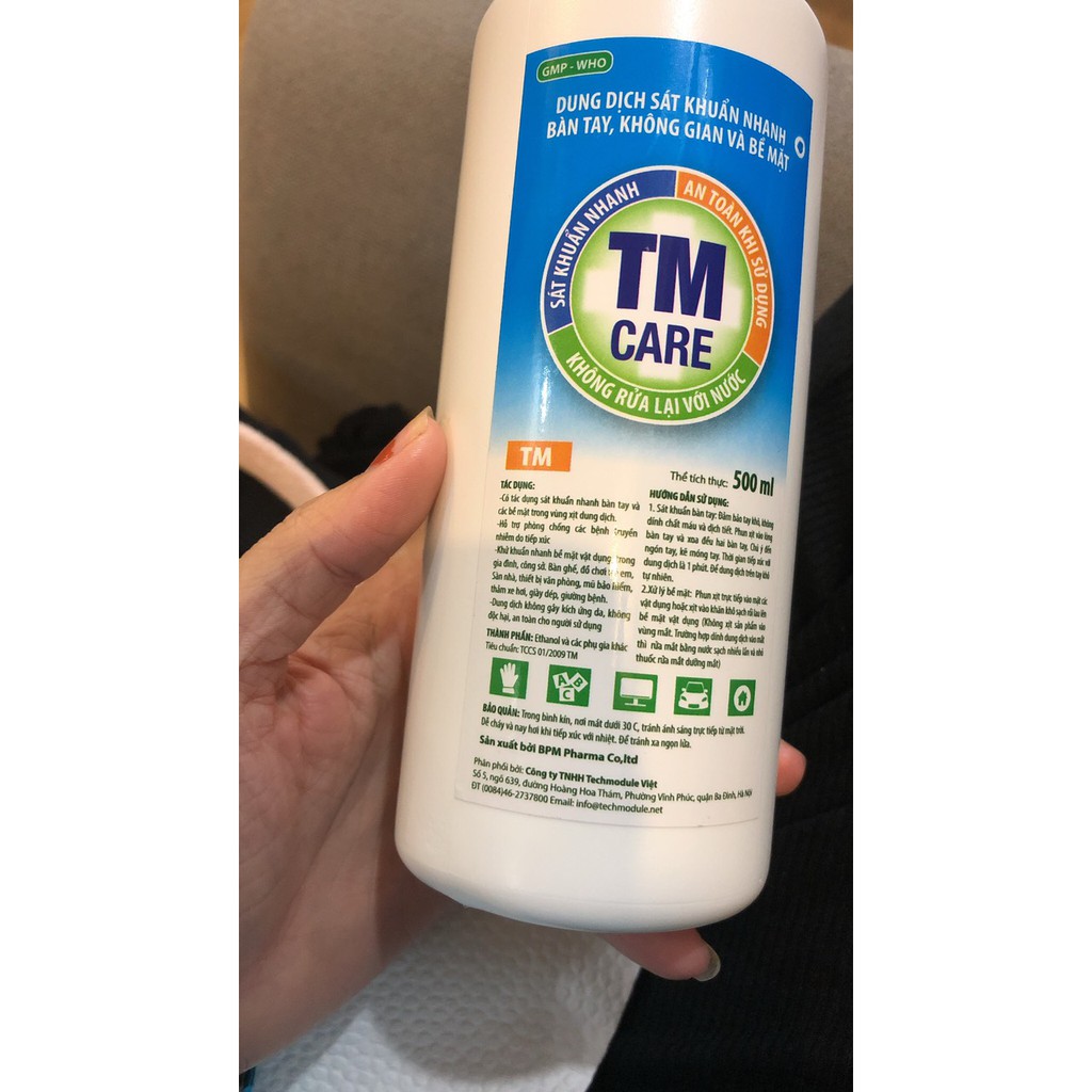Dung dịch sát khuẩn nhanh, nước rửa tay khô TM CARE/E70 chai 500ml | BigBuy360 - bigbuy360.vn