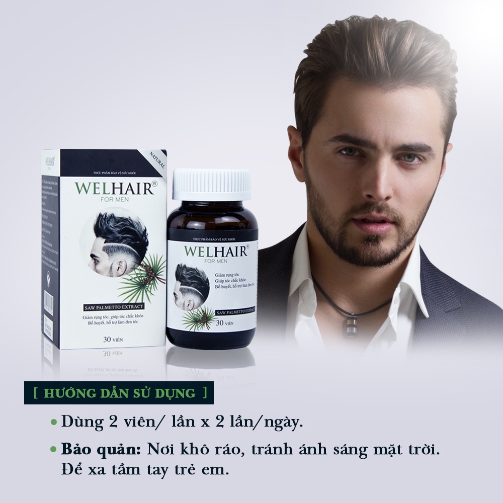 Viên Uống Kích Thích Mọc Tóc Cho Nam Welhair For Men Hủ 30 viên