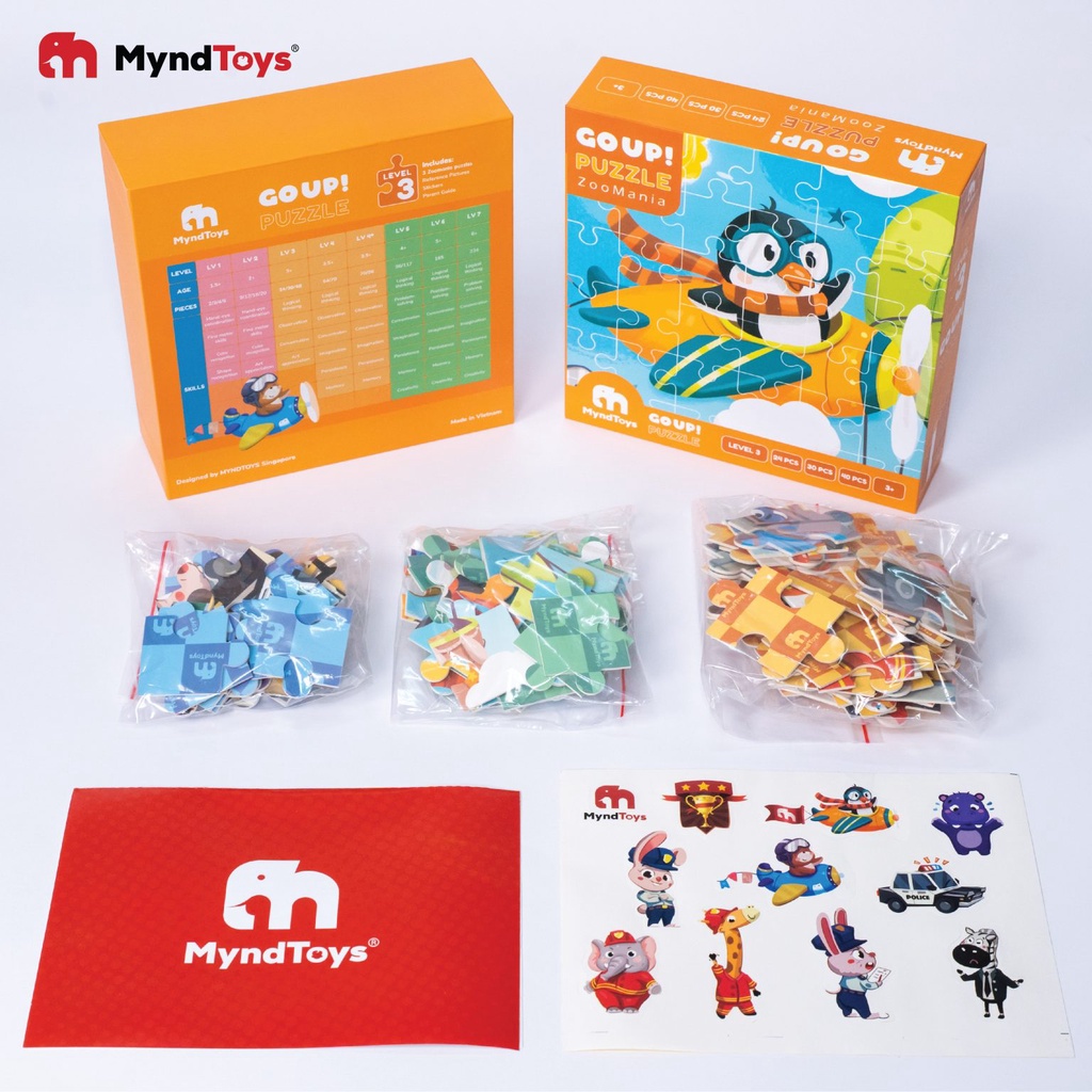 Đồ chơi xếp hình Myndtoys Go Up! Puzzle Level 3 - ZooMania và Zootastic dành cho các bé trên 3 tuổi