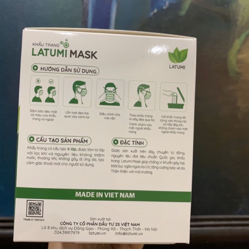 Khẩu trang kháng khuẩn 4 lớp LATUMI MASK hàng xuất khẩu ( 50 cái 1 hộp )