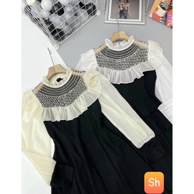 Váy Umi Hàn pha bèo tơ phối cườm