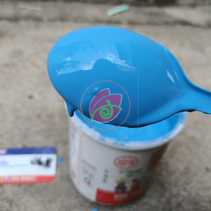 Sơn chậu kiểng màu xanh đá hệ nước ngoài trời Okay Paint lon 1kg