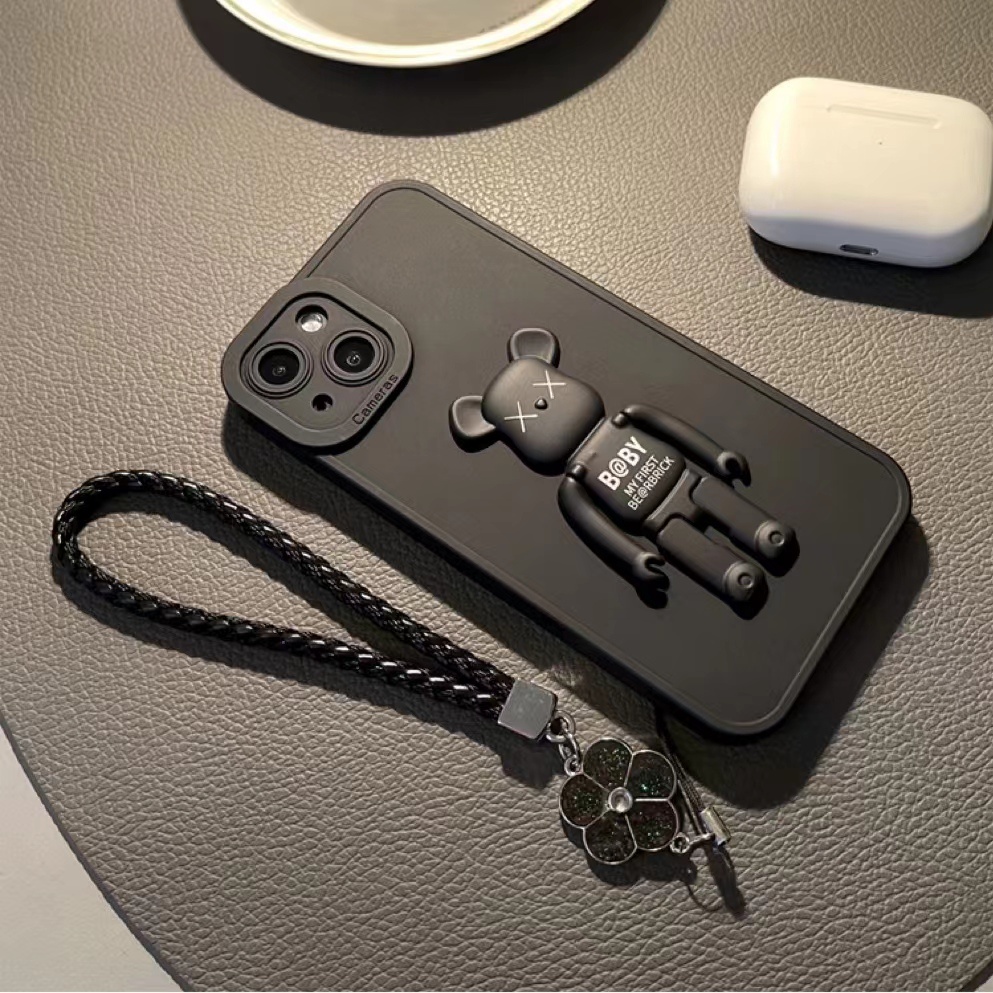 Bearbrick có dây buộc đứng Ốp điện thoại cho iphone 15 14 13 Pro Max i13 13pro 11 Pro Max i11 iX Xs XR Xs Max 7plus 8plus 12Pro 12 Pro Max Ốp lưng bảo vệ