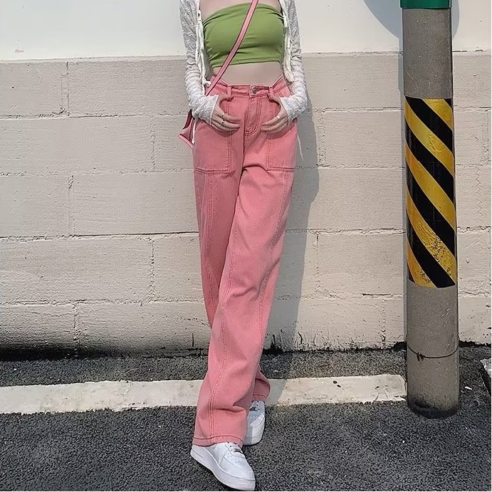 Quần Jeans Nữ Dài Ống Rộng Thời Trang Hàn Quốc Mới