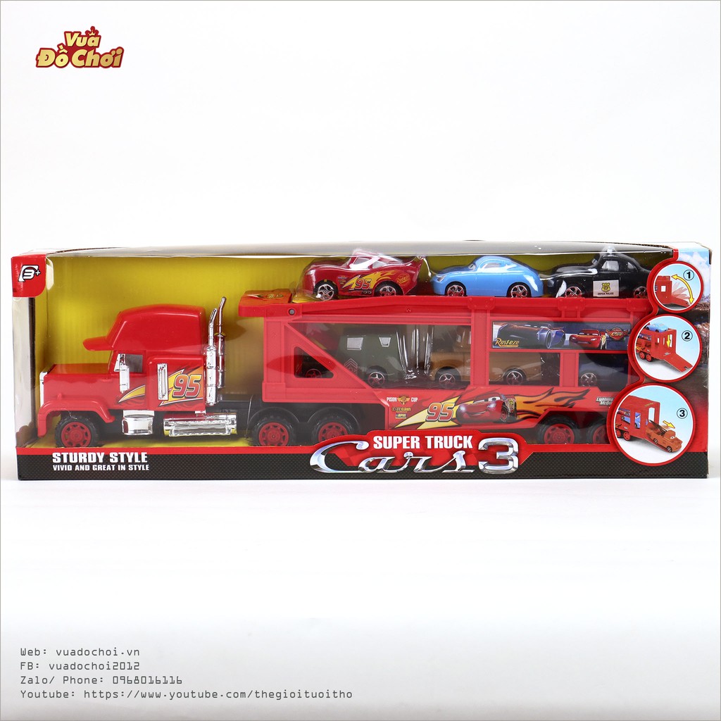 Bộ Đồ Chơi Mô Hình Xe Tải Đồ Chơi Mack Lightning Mcqueen King Jackson Chở Xe Con Mcqueen