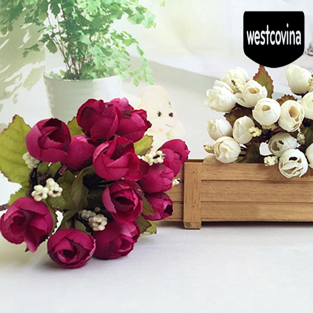 [Hot]☀ 1 Bó Hoa Hồng Nhân Tạo 15 Bông Trang Trí Tiệc Cưới