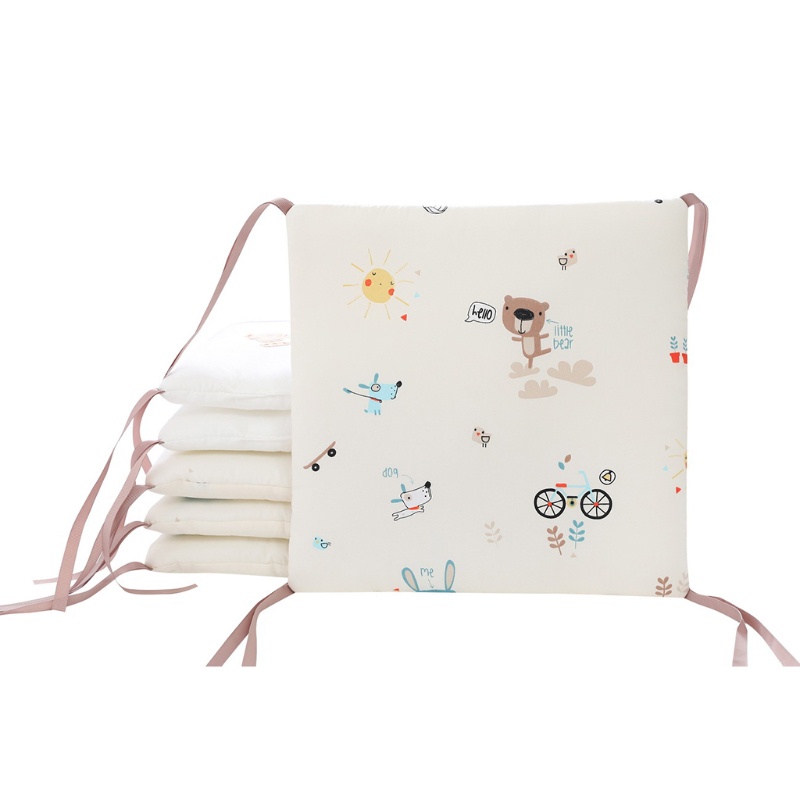 Set 6 Gối Cotton Mềm Bảo Vệ Nôi Em Bé Sơ Sinh