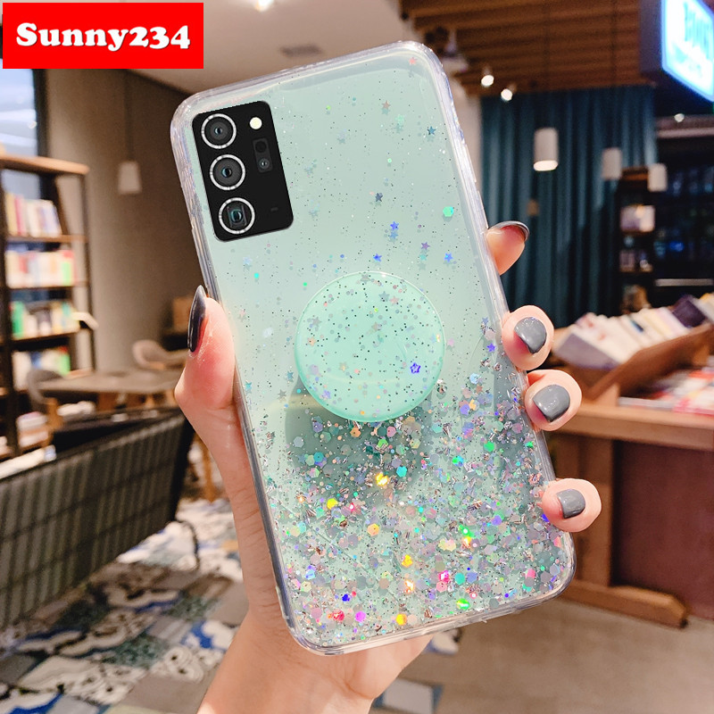 Ốp Lưng Lấp Lánh Có Giá Đỡ Cho Samsung A12 A32 A52 A72 A21S M11 M21 M31 A11 A31 J7 Prime S10 Lite 2020