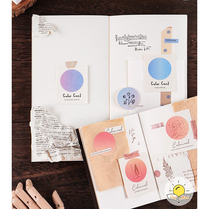 Hộp 40 tờ note Color card - sticker khung nền đóng dấu VPPTUEMINH, viết chữ trang trí NO07
