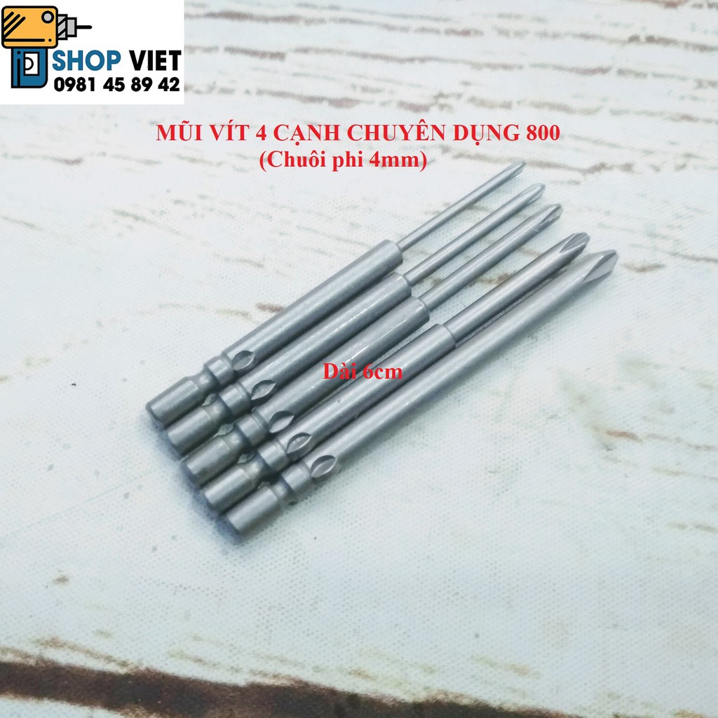 SV Mũi vít 4 cạnh 800 chuyên dụng chuôi cánh bướm 4mm