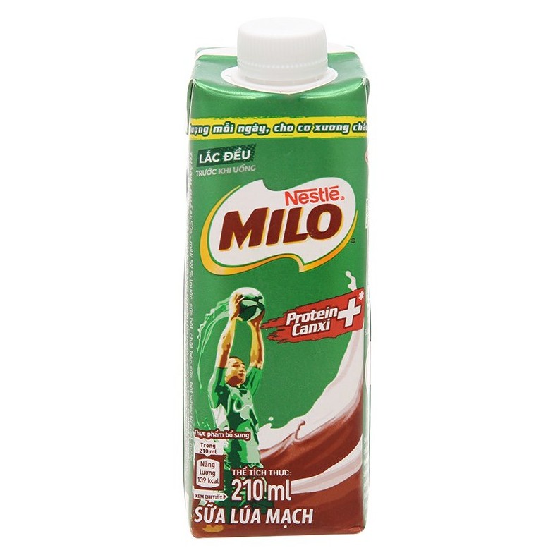 Thùng 24 hộp sữa lúa mạch Milo nắp vặn 210ml
