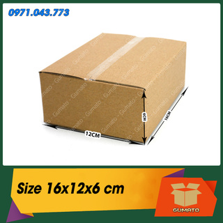 Size 16x12x6 cm, hộp giấy thùng carton gói hàng tại Gumato (Mã số P32)