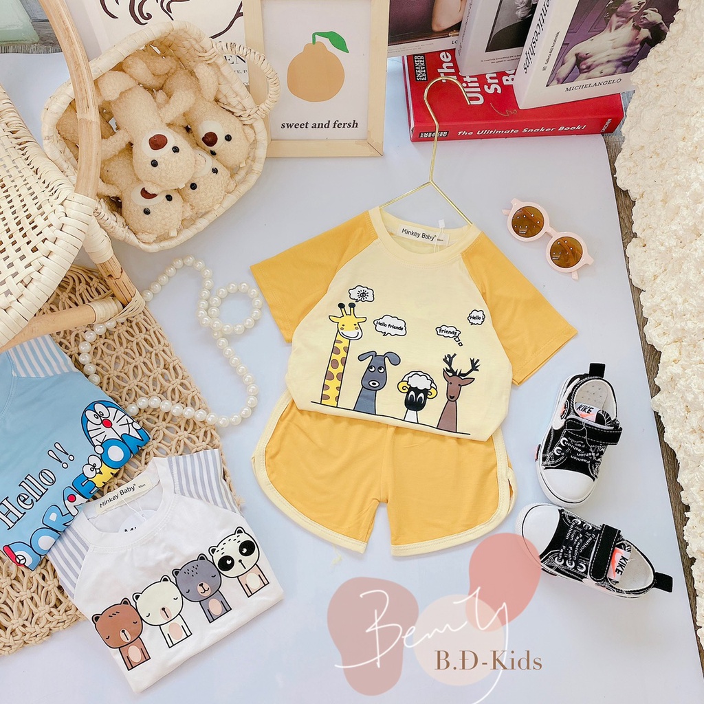 SALE BỘ CỘC TAY THUN LẠNH MINKY MOM CAO CẤP BÉ TRAI BÉ GÁI SIZE 8-24KG(CPS)